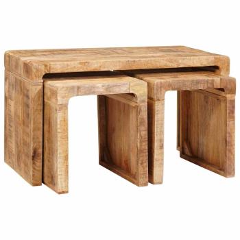 Beistelltische 3 pcs Braun massives Mangoholz