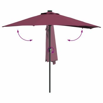 Gartenparasol Bordeauxrot 294 x 150 x 223 cm Stoff