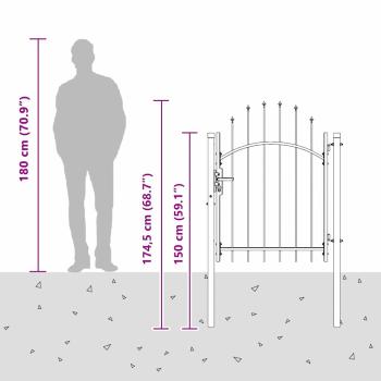 Gartentor mit Schloss Grau 100 x 125 cm 125 x 100 cm Stahl