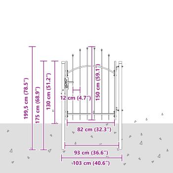 Gartentor mit Schloss Grau 150 x 100 cm 100 x 150 cm Stahl