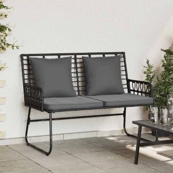 ARDEBO.de - Gartenbank mit Kissen Schwarz, Anthrazit 113 x 69 x 83 cm