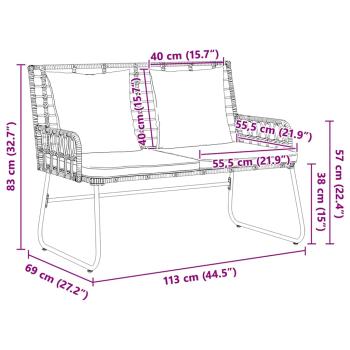 Garten Essgruppe 3 pcs Schwarz, Anthrazit 113 x 69 x 83 cm