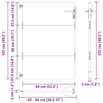 Gartentor Schwarz 105 x 125 cm Pulverbeschichteter Stahl