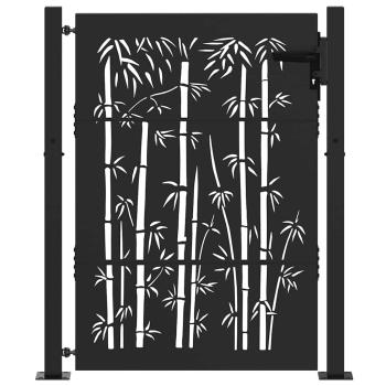 Gartentor Schwarz 105 x 125 cm Pulverbeschichteter Stahl