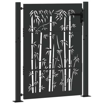 Gartentor Schwarz 105 x 125 cm Pulverbeschichteter Stahl
