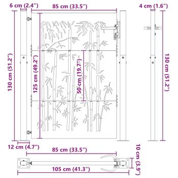 Gartentor Schwarz 105 x 125 cm Pulverbeschichteter Stahl