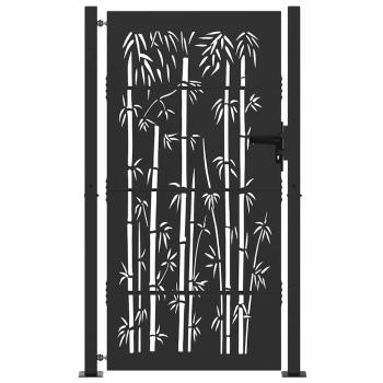 Gartentor Schwarz 105 x 175 cm Pulverbeschichteter Stahl