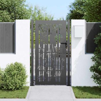 Gartentor Schwarz 105 x 200 cm Pulverbeschichteter Stahl