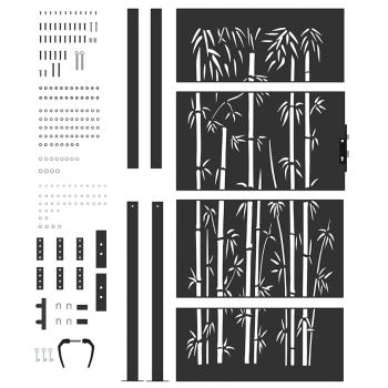 Gartentor Schwarz 105 x 200 cm Pulverbeschichteter Stahl