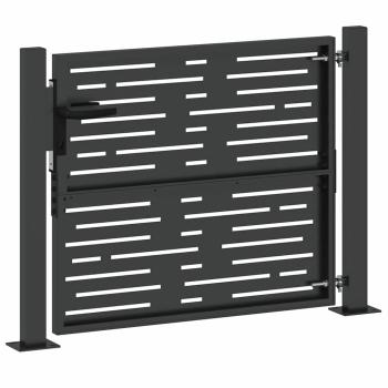Gartentor Schwarz 105 x 100 cm Pulverbeschichteter Stahl