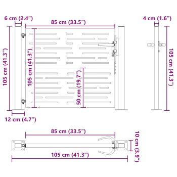 Gartentor Schwarz 105 x 100 cm Pulverbeschichteter Stahl