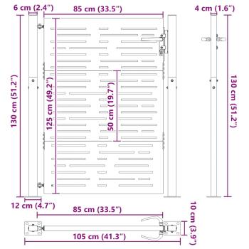 Gartentor Schwarz 105 x 125 cm Pulverbeschichteter Stahl