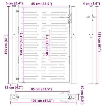 Gartentor Schwarz 105 x 150 cm Pulverbeschichteter Stahl