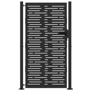 Gartentor Schwarz 105 x 200 cm Pulverbeschichteter Stahl