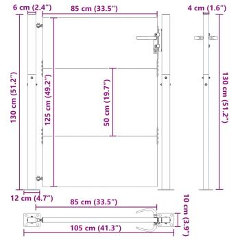 Gartentor Schwarz 105 x 125 cm Pulverbeschichteter Stahl