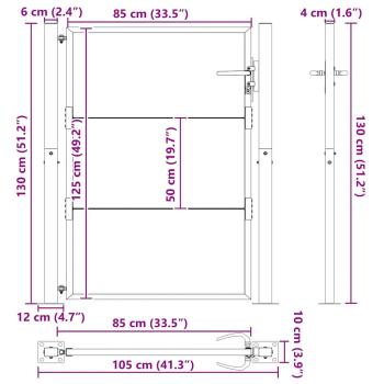 Gartentor Schwarz 100 x 125 cm Pulverbeschichteter Stahl