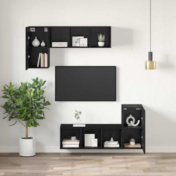 TV Einheit mit Regal Sonstiges mit Speicher mit Tür 2 pcs Schwarze Eiche Holzwerkstoff