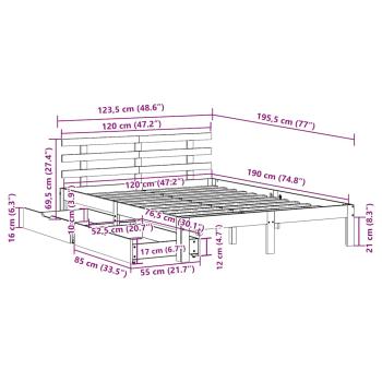 Massivholzbett mit Schubladen Weiß 120x190 cm Kiefer