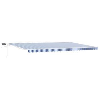 Einziehbare Markise Blau und weiß 6 x 3 m Stoff und Metall