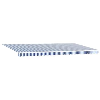 Einziehbare Markise Blau und weiß 6 x 3 m Stoff und Metall