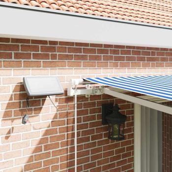 Einziehbare Markise Blau und weiß 4.5 x 3 m Stoff und Metall