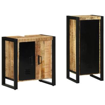 Badezimmermöbel Set mit Regal 2 pcs Braun Massives Mango-Holz