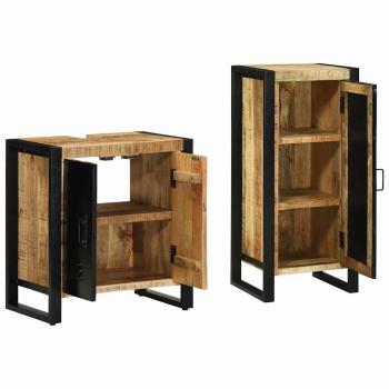 Badezimmermöbel Set mit Regal 2 pcs Braun Massives Mango-Holz