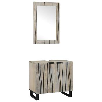 ARDEBO.de - Badezimmermöbel Set mit Regal mit Speicher mit Tür mit Spiegel 2 pcs Weiß 62 x 33 x 58 cm
