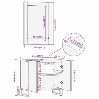 Badezimmermöbel Set mit Regal mit Speicher mit Tür mit Spiegel 2 pcs Weiß 62 x 33 x 58 cm