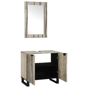 Badezimmermöbel Set mit Regal mit Speicher mit Tür mit Spiegel 2 pcs Weiß 62 x 33 x 58 cm