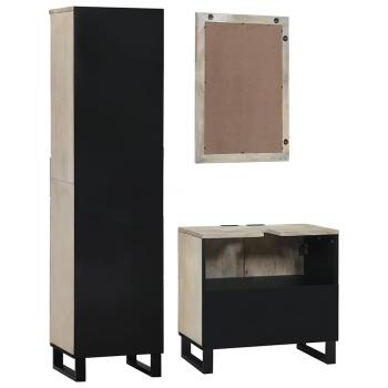 Badezimmermöbel Set mit Schubladen mit Regal mit Speicher mit Tür mit Spiegel 3 pcs Weiß 38 x 33 x 160 cm