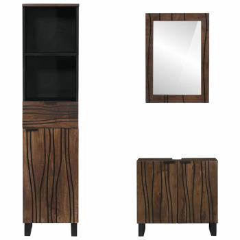 Badezimmermöbel Set 3 pcs Nussbaum braun 38 x 33 x 160 cm