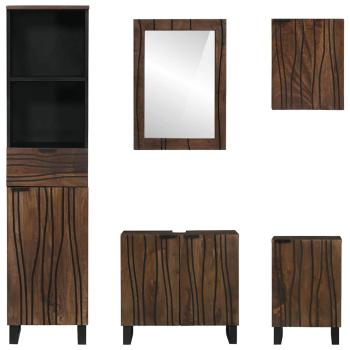 Badezimmermöbel Set mit Schubladen mit Regal mit Speicher mit Tür mit Spiegel 5 pcs Weiß 38 x 33 x 160 cm