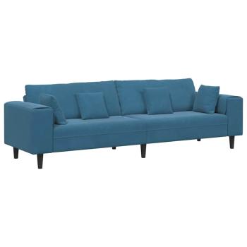 ARDEBO.de - Samt Sofa mit Kissen mit Kissen Blau 208 cm Samt