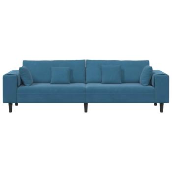Samt Sofa mit Kissen mit Kissen Blau 208 cm Samt