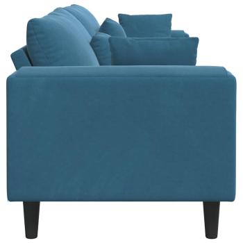 Samt Sofa mit Kissen mit Kissen Blau 208 cm Samt