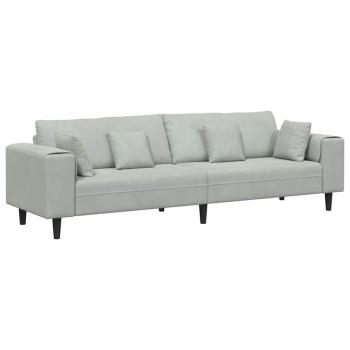 Samt Sofa mit Kissen mit Kissen Hellgrau 208 cm Samt