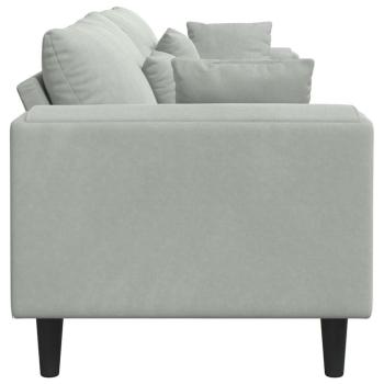 Samt Sofa mit Kissen mit Kissen Hellgrau 208 cm Samt