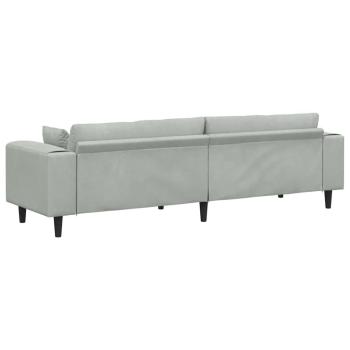 Samt Sofa mit Kissen mit Kissen Hellgrau 208 cm Samt