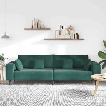 Samt Sofa mit Kissen mit Kissen Dunkelgrün 208 cm Samt