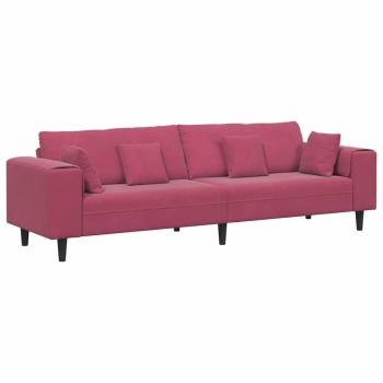 Samt Sofa mit Kissen mit Kissen Weinrot 208 cm Samt