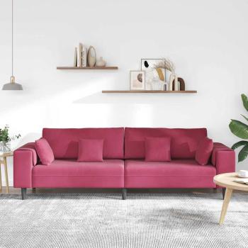 Samt Sofa mit Kissen mit Kissen Weinrot 208 cm Samt