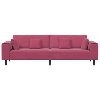 Samt Sofa mit Kissen mit Kissen Weinrot 208 cm Samt