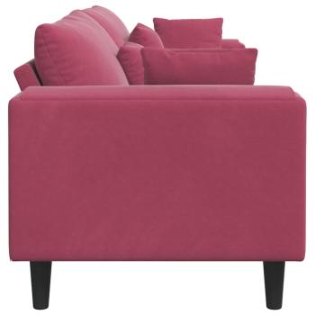 Samt Sofa mit Kissen mit Kissen Weinrot 208 cm Samt