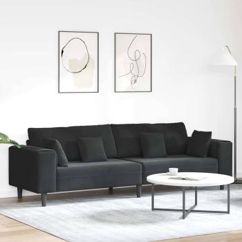 ARDEBO.de - Samt Sofa mit Kissen mit Kissen Schwarz 208 cm Samt