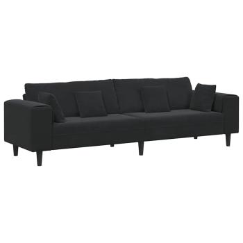 Samt Sofa mit Kissen mit Kissen Schwarz 208 cm Samt