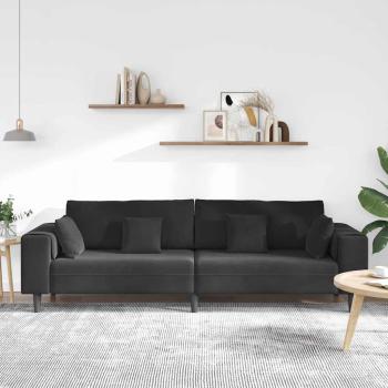 Samt Sofa mit Kissen mit Kissen Schwarz 208 cm Samt