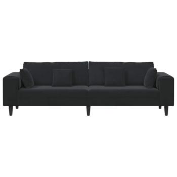 Samt Sofa mit Kissen mit Kissen Schwarz 208 cm Samt