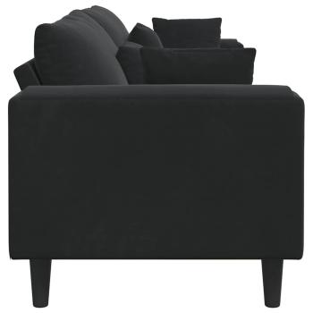 Samt Sofa mit Kissen mit Kissen Schwarz 208 cm Samt