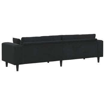 Samt Sofa mit Kissen mit Kissen Schwarz 208 cm Samt